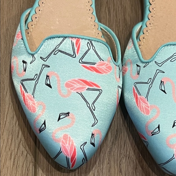 New Restricted Women's “Mint” Flamingo Slip-on Flats Size 7.5 Fun Tropical - Picture 2 of 12